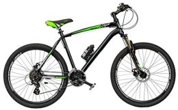 Cicli Puzone Mountain Bike BICI MISURA 26 UOMO MTB FRONT AMMORTIZZATA BICICLETTA ALLUMINIO RAGAZZO MOUNTAIN BIKE KUSTER FRENI A DISCO CAMBIO SHIMANO 21V MADE IN ITALY ART. KR26A-D (45 CM, NERO VERDE FLUO OPACO)