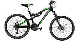 Cicli Puzone Mountain Bike BICI MISURA 26 UOMO MTB FULL SUSPENSION FRENI A DISCO TELAIO ALLUMINIO SHIMANO 18V BICICLETTA MOUNTAIN BIKE RAGAZZO AERO MADE IN ITALY ART. AERO26-D (NERO VERDE FLUO OPACO)