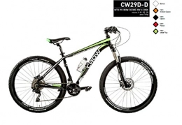 Cicli Puzone Mountain Bike BICI MTB 29 CROW GRUPPO DEORE DISCHI IDRAULICI (NERO-VERDE FLUO) MODELLO CW29D-D MADE IN ITALY (45 CM)