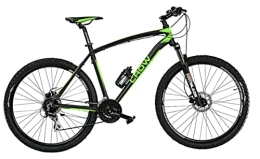 Cicli Puzone Mountain Bike BICI RUOTA 29 MTB FRONT AMMORTIZATA BLOCCABILE CROW ALLUMINIO MOUNTAIN BIKE CAMBIO SHIMANO ACERA 24V FRENI A DISCO IDRAULICI MADE IN ITALY ART. CROW29-D (54 CM, NERO VERDE OPACO)