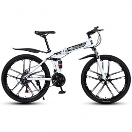 GXQZCL-1 Mountain Bike Bicicletta Mountainbike, Mountain Bike, 26" Biciclette di montagna pieghevole, acciaio al carbonio telaio, con doppio freno a disco e Double Suspension MTB Bike ( Color : White , Size : 24 Speed )