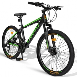 CARPAT SPORT Mountain Bike Carpat Sport Mountain bike in alluminio da 26 pollici, cambio Shimano a 21 velocità, freni a disco doppio, adatta per adulti, in alluminio, MTB, nero e verde