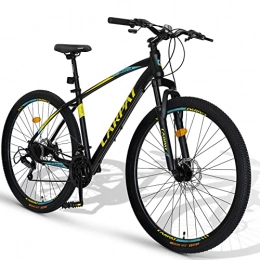 CARPAT SPORT Bici Carpat Sport Mountain bike in alluminio da 27 pollici, cambio Shimano a 21 marce, freno a disco, adatta per adulti, mountain bike in alluminio, uomini e donne, nero e giallo