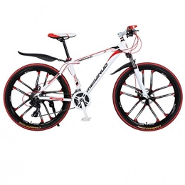 DGAGD Mountain Bike DGAGD 26 Pollici Mountain Bike Bicicletta Maschio e Femmina a velocità variabile Bicicletta Urbana in Lega di Alluminio Dieci Ruote da Taglio-Bianco Rosso_21 velocità