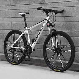  Mountain Bike Eleganti 10 Ruote a Raggi Mountain Bike Freno Idraulico a Doppio Disco Mountain Bike Studenti Maschi e Femmine Bici da Strada Ruota da 26 Pollici MTB, Bianco e Nero, 21 velocità