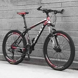  Mountain Bike Eleganti Mountain Bike Biciclette 21 velocità Telaio in Acciaio al Carbonio Leggero Freno a Disco Ruota a Raggi Bici da Strada Rosso, 24 Pollici