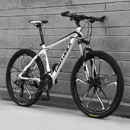  Mountain Bike Eleganti Ruote a 10 Raggi Mountain Bike Freno Idraulico a Doppio Disco Mountain Bike Studenti Maschi e Femmine Bici da Strada Ruota da 24 Pollici MTB, Bianco e Nero, 24 velocità