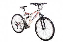 F.lli Schiano Mountain Bike F.lli Schiano Rider Shimano Bici Biammortizzata 18 velocità, Bianco / Rosso, 26"