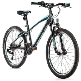 Leader Fox Bici Fox Spider Boy - Bicicletta da 24", in alluminio, 8 marce, S-Ride MTB, colore: Nero / Turchese