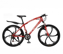 GASLIKE Mountain Bike GASLIKE Mountain Bike Hardtail, Telaio e Forcella in Acciaio ad Alto tenore di Carbonio, Doppio Freno a Disco, Pedali in PVC, Rosso, 26 inch 24 Speed