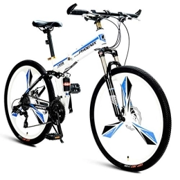 GJZM Mountain Bike GJZM Mountain Bike Pieghevoli Mountain Bike, Bicicletta Alpina a Doppia velocità a 21 velocità, Bici Antiscivolo con Telaio in Acciaio al Carbonio a Doppio Freno, Bicicletta da Donna per Uomo, Bianco