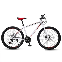 GUOHAPPY Bici GUOHAPPY 24 Pollici Mountain Bike, Bicicletta con Alta Resistenza Telaio in Acciaio al Carbonio, Bici con Freni a Disco Doppio e ammortizzatori velocità variabile 21 / 24 / 27, White Red, 21