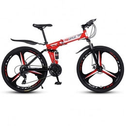 GXQZCL-1 Mountain Bike GXQZCL-1 Bicicletta Mountainbike, Hardtail Mountain Bike, Biciclette Pieghevoli in Acciaio Telaio, Doppia della Sospensione e Dual Freno a Disco, 26inch Ruote MTB Bike (Color : Red, Size : 24-Speed)