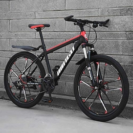 HAOYF Mountain Bike HAOYF 24 / 26 Pollici Mountain Bike 21-30 velocità, Freni A Doppio Disco MTB con Cerchi Eleganti A 10 Razze, Forcella Ammortizzata MTB per Adulti, Ragazzi E Bambini, Rosso, 26 inch 21 Speed