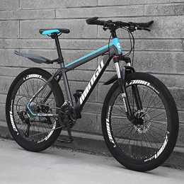 HAOYF Mountain Bike HAOYF 24 / 26 Pollici Mountain Bike, Opzioni 21-30 velocità, Telaio in Acciaio Ad Alto Tenore di Carbonio, Freni A Doppio Disco, Bici da Strada con Forcella Ammortizzata, Blu, 26 inch 27 Speed