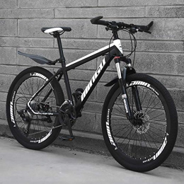 HAOYF Bici HAOYF 24 / 26 Pollici Mountain Bike, Opzioni 21-30 velocità, Telaio in Acciaio Ad Alto Tenore di Carbonio, Freni A Doppio Disco, Bici da Strada con Forcella Ammortizzata, Nero, 26 inch 30 Speed