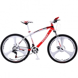 HAOYF Bici HAOYF Mountain Bike Adulto 24 / 26 Pollici Bici, 21 / 24 / 27 / 30 velocità, Forcella Ammortizzata MTB, Bici in Acciaio Ad Alto Tenore di Carbonio, Freni A Doppio Disco, Rosso, 24 inch 24 Speed