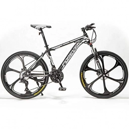 HAOYF Mountain Bike HAOYF Mountain Bike Bicicletta Uomo 24 / 26 Pollici 21-30 velocità, Doppio Freno A Disco Alto-Acciaio al Carbonio Outroad Biciclette, Bicicletta con Sedile Regolabile, Nero, 24 inch 24 Speed