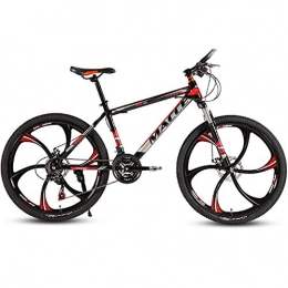 HAOYF Mountain Bike HAOYF Mountain Bike per Adulti, 24 / 26 Pollici Biciclette in Acciaio Ad Alto Tenore di Carbonio, 21 / 24 / 27 / 30 velocità, Forcella Ammortizzata, Doppia Freni A Disco MTB, Rosso, 24 inch 27 Speed