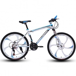 HAOYF Bici HAOYF Mountain Bike per Adulti in Acciaio al Carbonio, 24 / 26 Pollici, velocità 21 / 24 / 27 / 30 Freni A Doppio Disco Bicicletta da Montagna con Assorbimento degli Urti, Blu, 24 inch 27 Speed