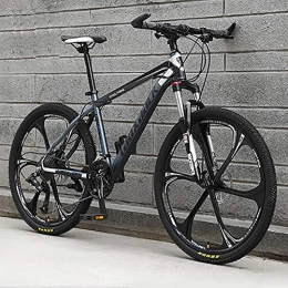 HAOYF Bici HAOYF MTB Bicicletta per Adulti 24 / 26 Pollici, 21-30 velocità Alto-Acciaio al Carbonio Mountain Bike, Doppio Freno A Disco Adatta A Studenti E Adulti, Grigio, 26 inch 27 Speed