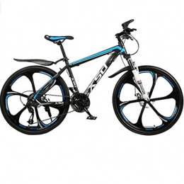 BNMKL Mountain Bike Hardtail Mountain Bike, 26 Pollici-21 / 24 / 27 velocità MTB Bike, Sospensioni Anteriori, Freni A Disco, Alto-Acciaio al Carbonio Bike, Black Blue, 26In 21Speed