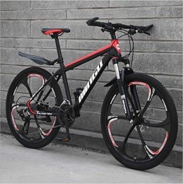 HCMNME Mountain Bike HCMNME Mountain Bikes, 26 Pollici Mountain Bike velocità variabile Speed-Road-Assorbente Bicycle Light Road Racing Six-Ruote Telaio in Lega con Freni a Disco (Color : Black Red, Size : 24 Speed)