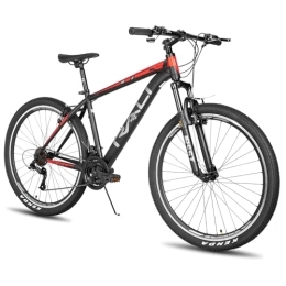 HH HILAND Bici HH HILAND RALI Tierra 27, 5 pollici, mountain bike Hardtail, telaio in acciaio leggero a 21 marce, freno a V, mountain bike, adatto per uomo e donna, nero / rosso