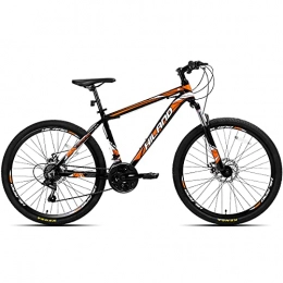 Hiland Mountain Bike Hiland 26 pollici mountain bike MTB in alluminio con 17 pollici, telaio in alluminio, freno a disco ruote a raggi Shimano 21 cambio forcella sospensione, colore nero e arancione…