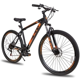 STITCH Bici Hiland 29 Pollici Mountain Bike con Telaio in Acciaio Freno a Disco e Forcella Ammortizzata MTB con Cambio Shimano Bici da Montagna Nero e Arancione…