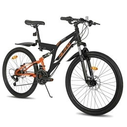 STITCH Bici Hiland Bicicletta Mountain Bike da 26 Pollici con Doppia Sospensione e Shimano a 21 Velocità, Mtb Full Suspension con Freni a Disco Meccanico per Ragazzo e Ragazza, Nero