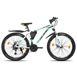 ROCKSHARK Bici Hiland Mountain Bike 26 Pollici con Borsa da Telaio, Bici MTB per Uomo e Donna con Telaio in Alluminio e Freno a Disco Ruote a Raggi, Bianco