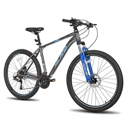 ROCKSHARK Mountain Bike Hiland Mountain Bike 27, 5 Pollici con Cambio 27 Velocità, MTB Bicicletta con Freno a Disco e Forcella Ammortizzata Lock-Out, Bici Grigio e Blu