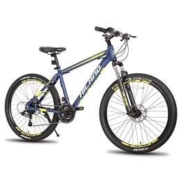 Hiland Mountain Bike HILAND Mountain Bike da 26 Pollici con Ruote a Raggi, Telaio in Alluminio 432 mm, Cambio a 21 velocità, Freni a Disco e Forcella Ammortizzata, Blu