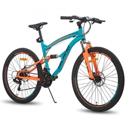 Hiland Mountain Bike Hiland Mountain Bike da Uomo da 26 Pollici con 21 Velocità, Doppia Sospensione MTB Bicicletta Urban Commuter City, Colore Blu e Arancione, 18 Pollici…