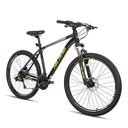 ROCKSHARK Bici Hiland Mountain Bike Hardtail da 27, 5 Pollici Telaio in Alluminio da 457 mm con Cambio a 27 velocità MTB con Freno a Disco Lock-Out e Forcella Ammortizzata per Uomo e Donna Bici Nero e Giallo…