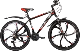 STITCH Bici Hiland Mountain Bike MTB 26 Pollici per Ragazzo e Ragazza con Freno a Disco, Forcella Ammortizzata e 6 Ruote a Raggi, Bici Nero e Rosso