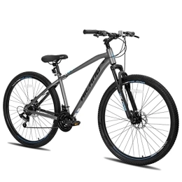 ROCKSHARK Mountain Bike HILAND MTB Hardtail Mountain Bike per Uomo e Donna 29 Pollici, Telaio in Alluminio 431 mm Cambio Shimano 21 Velocità Freno a Disco Forcella Ammortizzata Grigio