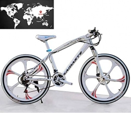 HongLianRiven Mountain Bike HongLianRiven - Mountain bike per uomo e donna, 26 pollici, 27 velocità, una ruota, doppio freno a disco, ammortizzazione, bicicletta per studenti, colore: Bianco 7-14