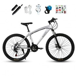 Horizoncn Mountain Bike Horizoncn Mountain Bike 24 Pollici Adulto, Bici A velocità Variabile con Doppio Freno A Disco, Bicicletta da Motoslitta da Spiaggia, Ruote in Lega di Alluminio, Silver-27speed