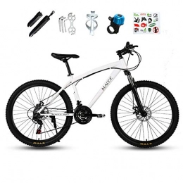 Horizoncn Mountain Bike Horizoncn Mountain Bike 24 Pollici Adulto, Bici A velocità Variabile con Doppio Freno A Disco, Bicicletta da Motoslitta da Spiaggia, Ruote in Lega di Alluminio, White-24speed