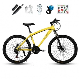 Horizoncn Mountain Bike Horizoncn Mountain Bike 24 Pollici Adulto, Bici A velocità Variabile con Doppio Freno A Disco, Bicicletta da Motoslitta da Spiaggia, Ruote in Lega di Alluminio, Yellow-21speed