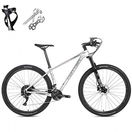 Horizoncn Mountain Bike Horizoncn Uomo Mountain Biciclette, 27.5 Pollici Fibra di Carbonio Mountain Bike, Freni a Disco Grande Mountain Bike, 27 Speed MTB per Adulti con Sedile Regolabile, Silver