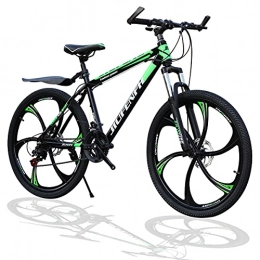 HT&PJ Mountain Bike HT&PJ Mountain bike da uomo, 24", 21 marce, telaio in acciaio al carbonio e doppio sistema di assorbimento degli urti, forcella anteriore bloccabile e freni doppi (verde)