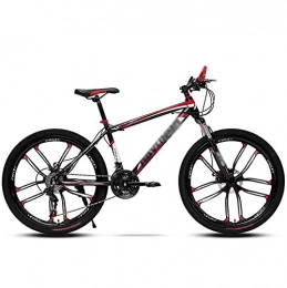 HUAQINEI Mountain Bike HUAQINEI Mountain Bike da 26 Pollici, 21 / 24 velocità con Freni a Doppio Disco, Mountain Bike per Adulti in Acciaio ad Alto tenore di Carbonio, Bici Rigida con Sedile Regolabile, Rosso, 24 velocità