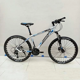 HUWAI Mountain Bike Huwai Mountain Bike 26 Inch27speed Bici Unisex in Acciaio Bike Doppio Freno a Disco in Carbonio Mountain Bike Full Suspended Bicicletta (Bianco Rosso, Bianco Blu), White Blue