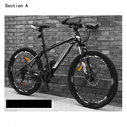 HWOEK Mountain Bike HWOEK Adulto Bici da Crociera, Doppio Freno a Disco 24 / 26'' Mountain Bike Coda Dura Telaio in Acciaio ad Alto Tenore di Carbonio 21 / 24 / 27 velocità Sedile Regolabile, Nero, A1 24 Speed