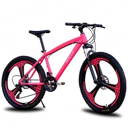 JLZXC Mountain Bike JLZXC Mountain Bike Bicycle Bicicletta Bici 26 '' Leggero in Acciaio al Carbonio Telaio 24 / 27 velocità Freno a Disco Doppio Sospensione Rosa (Size : 27speed)