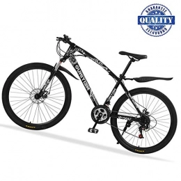 KaiKai Mountain Bike KaiKai M-Top Ibrida Mountain Bike for Le Donne / Uomini, 26" Biciclette Doppio Freno a Disco, 24 velocità Acciaio al Carbonio Bici Ibrida con Sospensione Anteriore Sedile Regolabile, Nero, 3 Razze