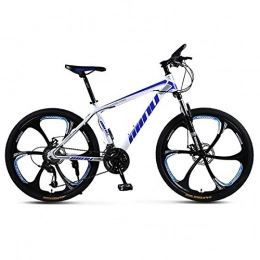 KUKU Mountain Bike KUKU Mountain Bike da Uomo A 27 velocità, Mountain Bike in Acciaio Ad Alto Tenore di Carbonio da 26 Pollici, Doppi Freni A Disco, Adatta per Gli Appassionati di Sport E Ciclismo, White Blue